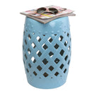 Sgabello da Interno e Esterno in Ceramica Blu Ø31.5x45.5 cm 