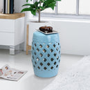 Sgabello da Interno e Esterno in Ceramica Blu Ø31.5x45.5 cm 