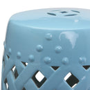 Sgabello da Interno e Esterno in Ceramica Blu Ø31.5x45.5 cm 