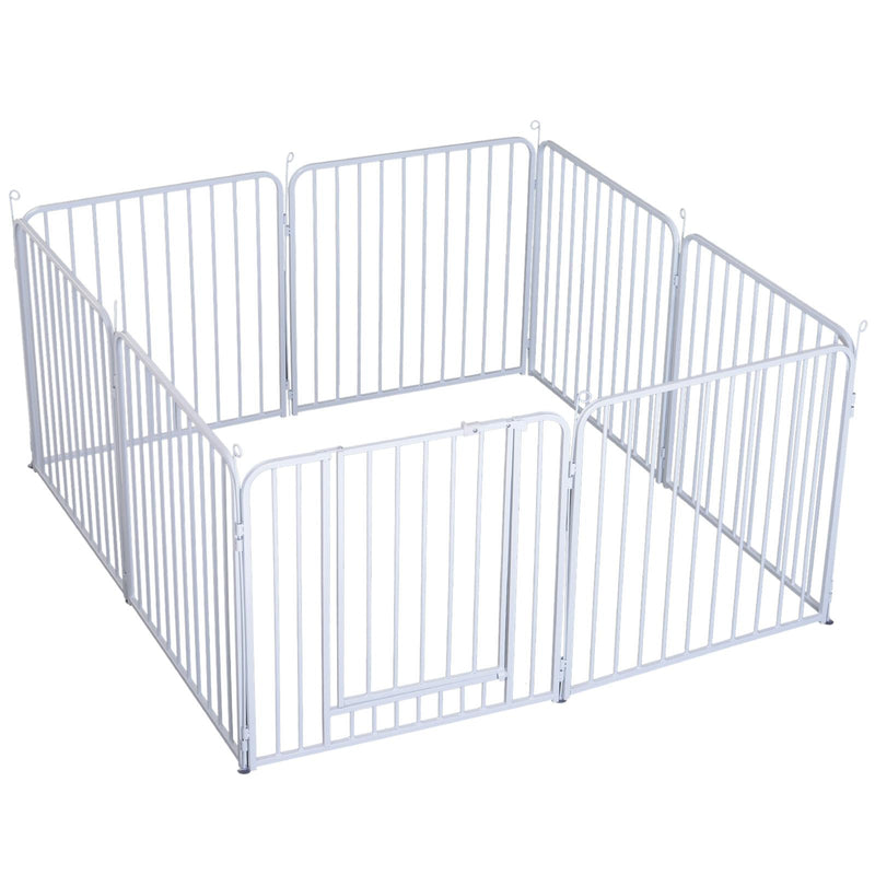 Recinto in Metallo per Animali Domestici per Esterno Bianco 8 Elementi 80x80 cm 