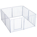 Recinto in Metallo per Animali Domestici per Esterno Bianco 8 Elementi 80x80 cm 
