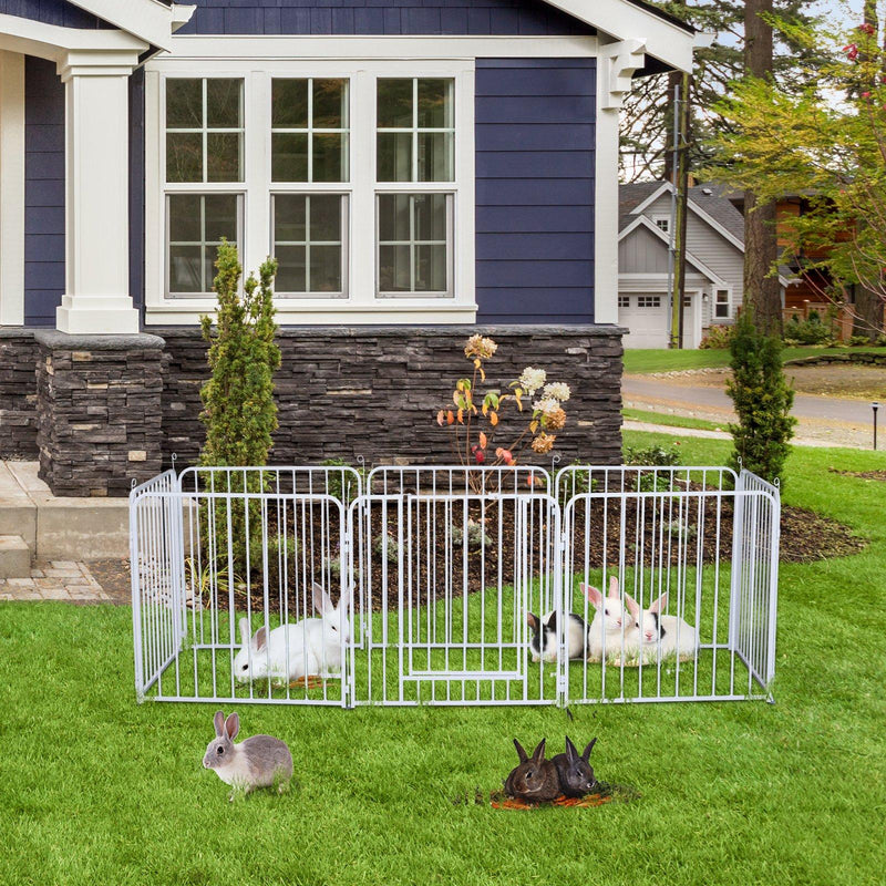Recinto in Metallo per Animali Domestici per Esterno Bianco 8 Elementi 80x80 cm 