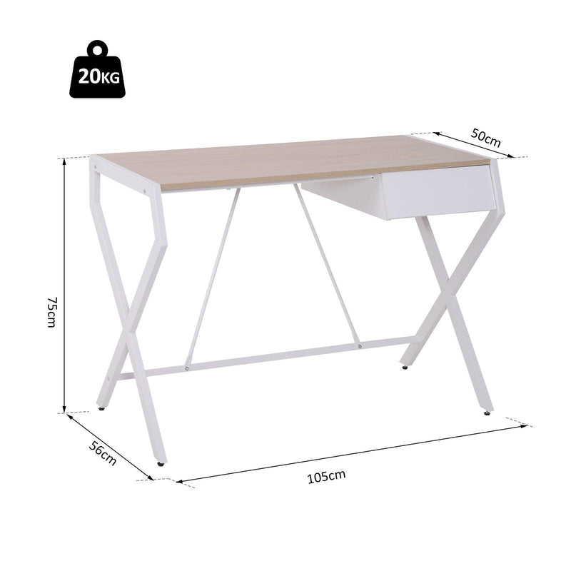 Scrivania per Ufficio in Acciaio Rovere e Bianco 105x56x75 cm 