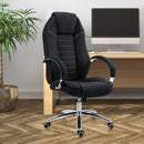 Sedia Poltrona da Ufficio Presidenziale Girevole in Lino Traspirante Nero 