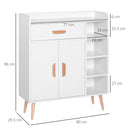 Madia Mobiletto Soggiorno con Piedi in Legno di Pino Bianco 80x29.5x96 cm 