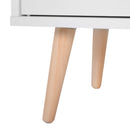 Madia Mobiletto Soggiorno con Piedi in Legno di Pino Bianco 80x29.5x96 cm 