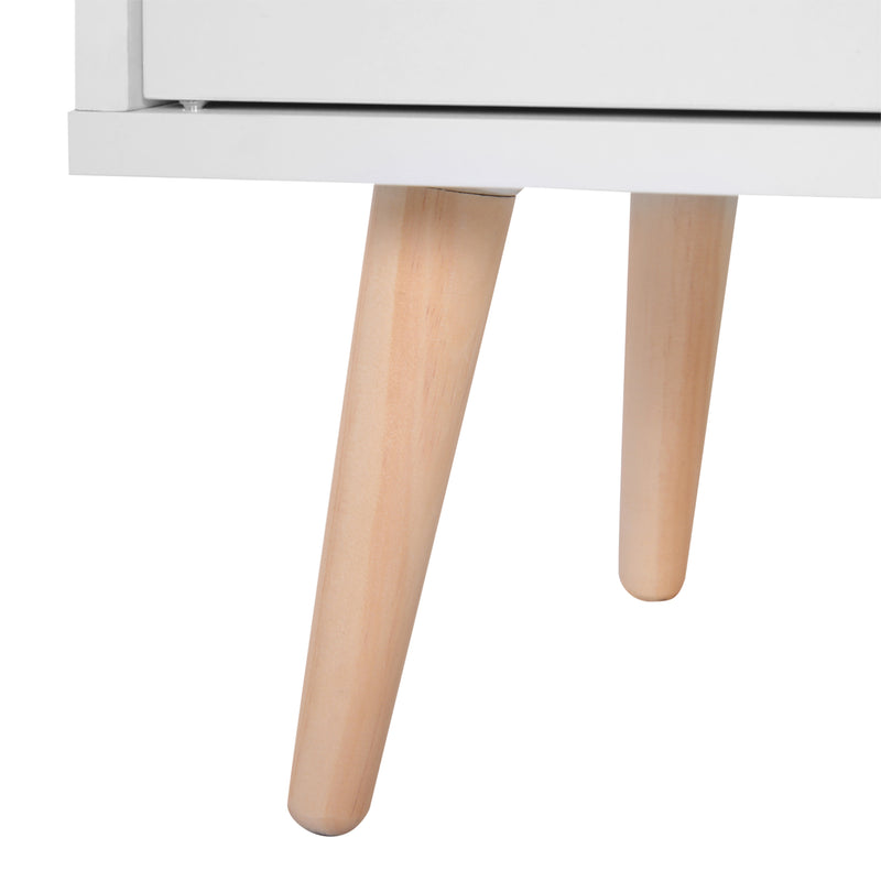 Madia Mobiletto Soggiorno con Piedi in Legno di Pino Bianco 80x29.5x96 cm 