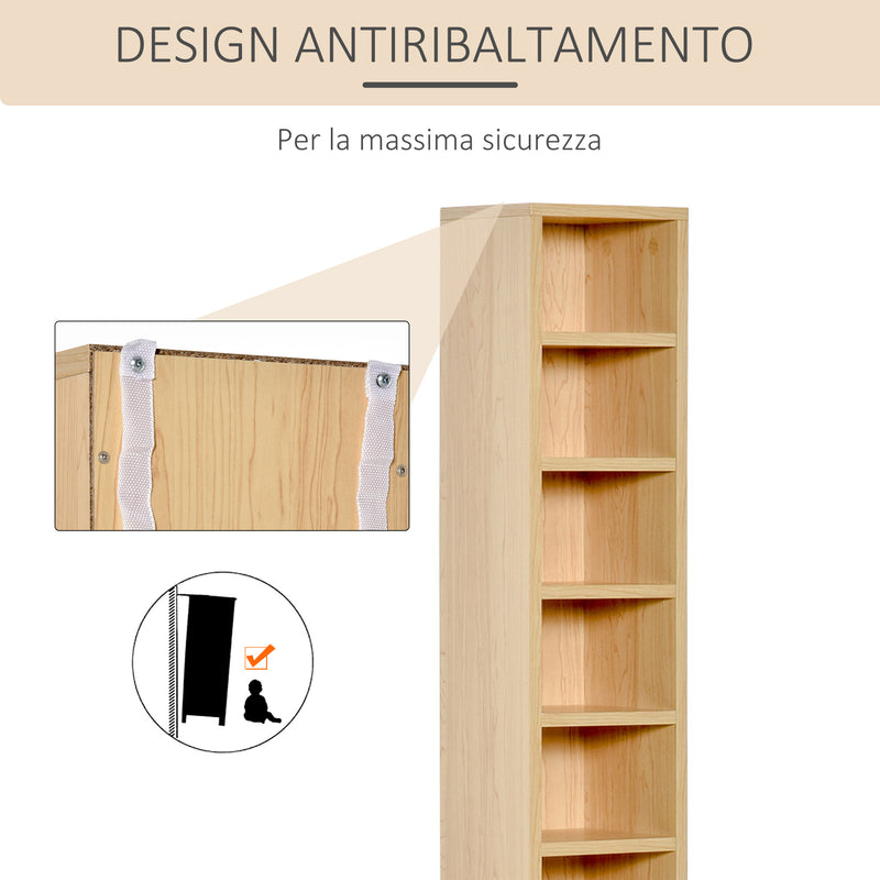 Set 2 Librerie Mobiletti 6 Ripiani in Legno MDF 21x19.2x88.3 cm 