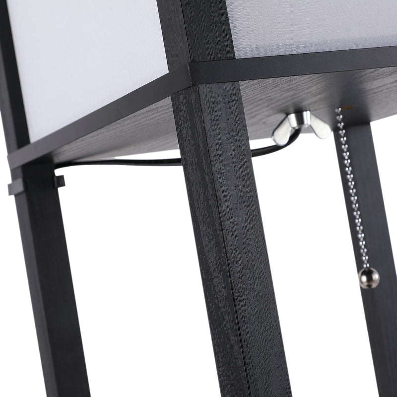 Scaffale Soggiorno in MDF con Lampada 40W Nero Bianco 26x26x160 cm 