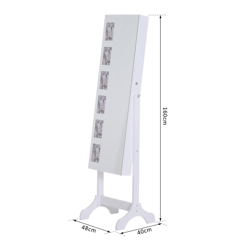Specchio da Terra Armadio Portagioie Bianco 48x40x160 cm 