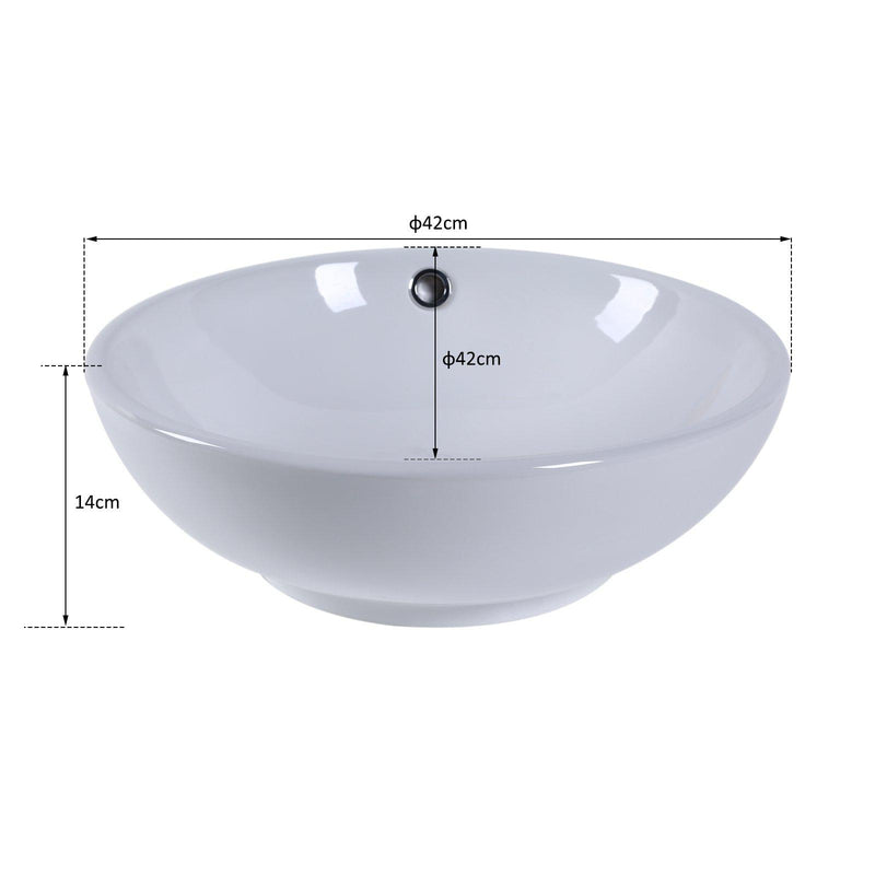 Lavabo da Appoggio in Ceramica Smaltato Design Moderno Bianco 42x42x14 cm 