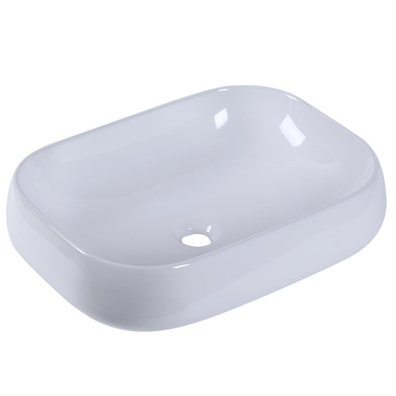 Lavabo da Appoggio Rettangolare in Ceramica Smaltata Bianco 56x42x14.5 cm 