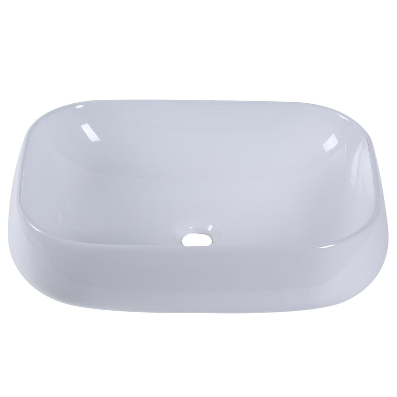 Lavabo da Appoggio Rettangolare in Ceramica Smaltata Bianco 56x42x14.5 cm 