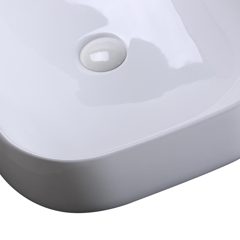 Lavabo da Appoggio Rettangolare in Ceramica Smaltata Bianco 56x42x14.5 cm 
