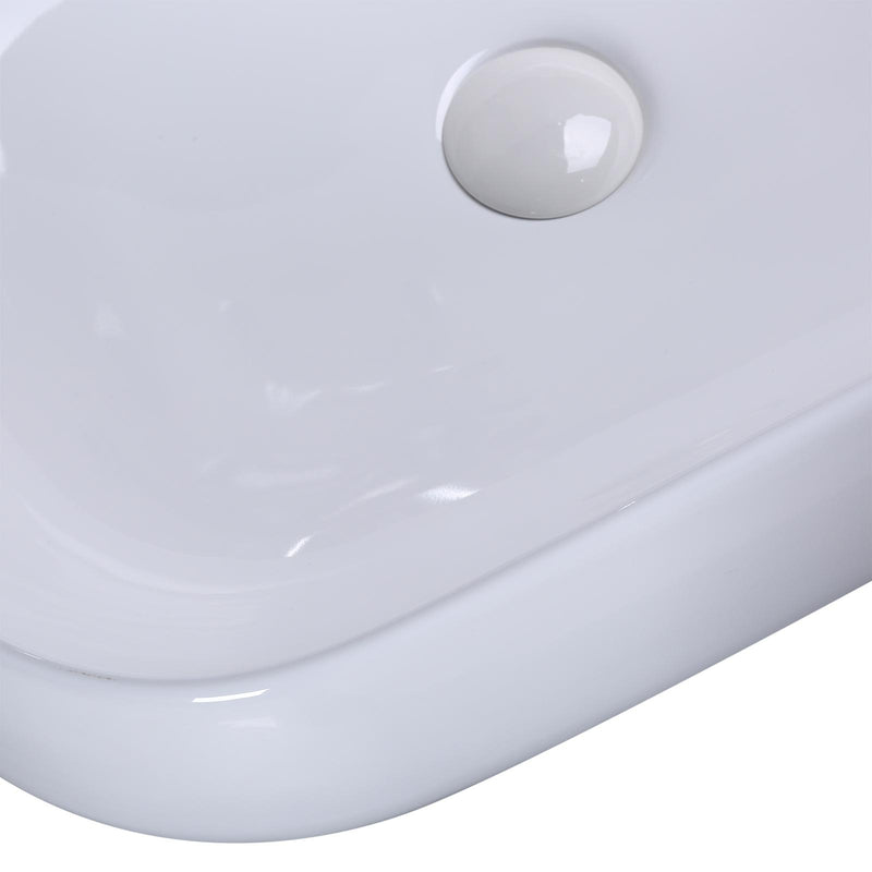 Lavabo da Appoggio Rettangolare in Ceramica Smaltata Bianco 56x42x14.5 cm 