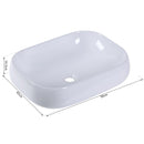 Lavabo da Appoggio Rettangolare in Ceramica Smaltata Bianco 56x42x14.5 cm 