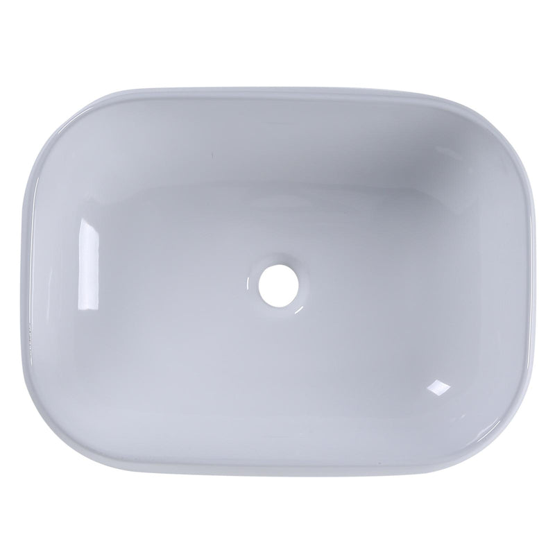 Lavabo da Appoggio Rettangolare in Ceramica Smaltata Bianco 56x42x14.5 cm 