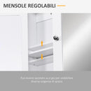 Specchiera da Bagno 2 Ante in MDF Bianco 56x13x58 cm 