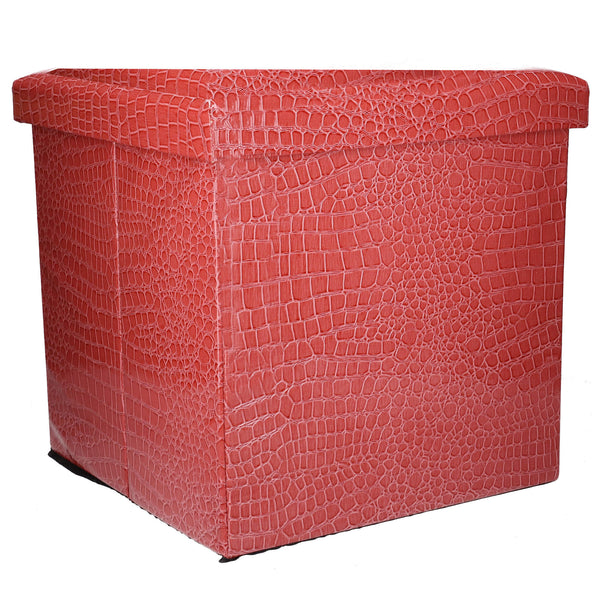 online Hocker aus Kunstleder mit quadratischen Kanten in Rot cm 38x38xh39