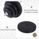 Set Bilanciere 170 cm in Ferro Zigrinato con con 8 Dischi Peso Regolabile 70Kg 