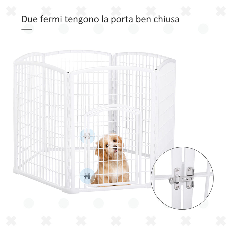 Recinto per Animali Domestici Cani Gatti Ø135 cm in Plastica  Bianco