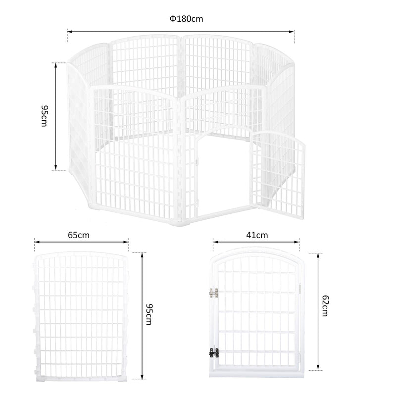 Recinto per Animali Domestici Cani Gatti Ø180 cm in Plastica  Bianco
