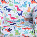 Poltroncina Mini per Bambini con Dinosauri Colorati  Bianca