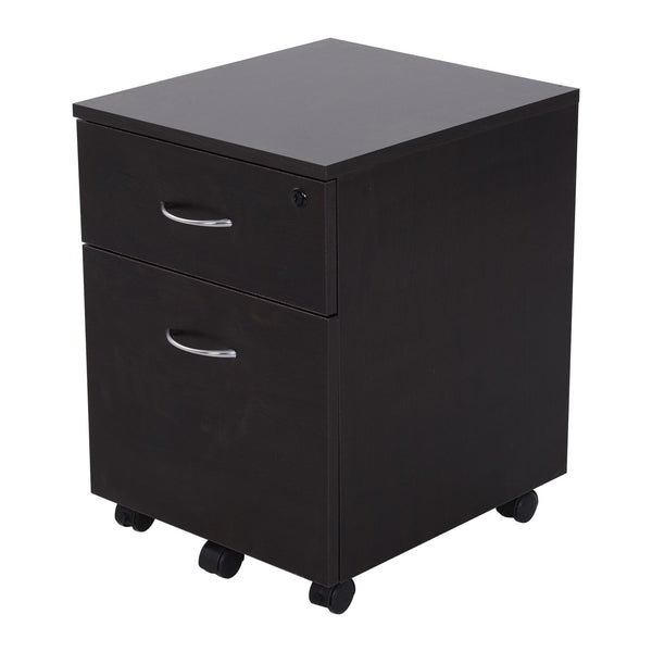 Büro-Aktenschublade aus Holz, 2 Schubladen für A4, schwarzes Sicherheitsschloss sconto