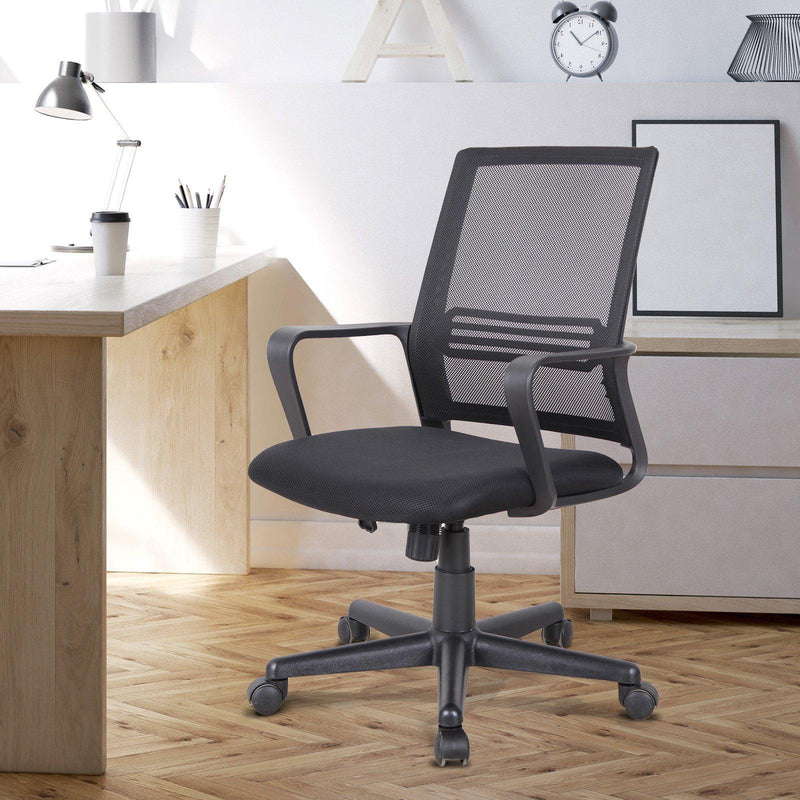 Sedia da Ufficio Operativa in Tessuto a Rete Regolabile  H98 Nera