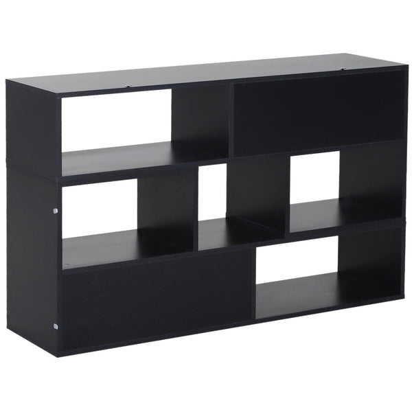 acquista Platzsparendes Bücherregal für Wohnzimmer aus Holz 120-165 x 35 x 50 cm Schwarz