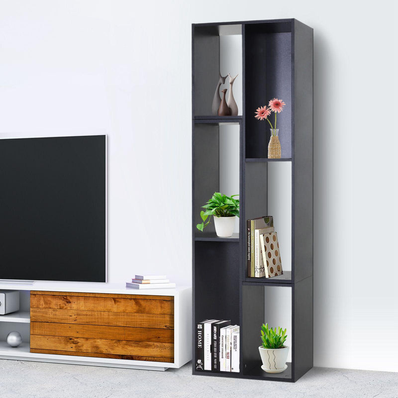 Libreria Salvaspazio per Soggiorno in Legno 120-165 x35x50 cm  Nera