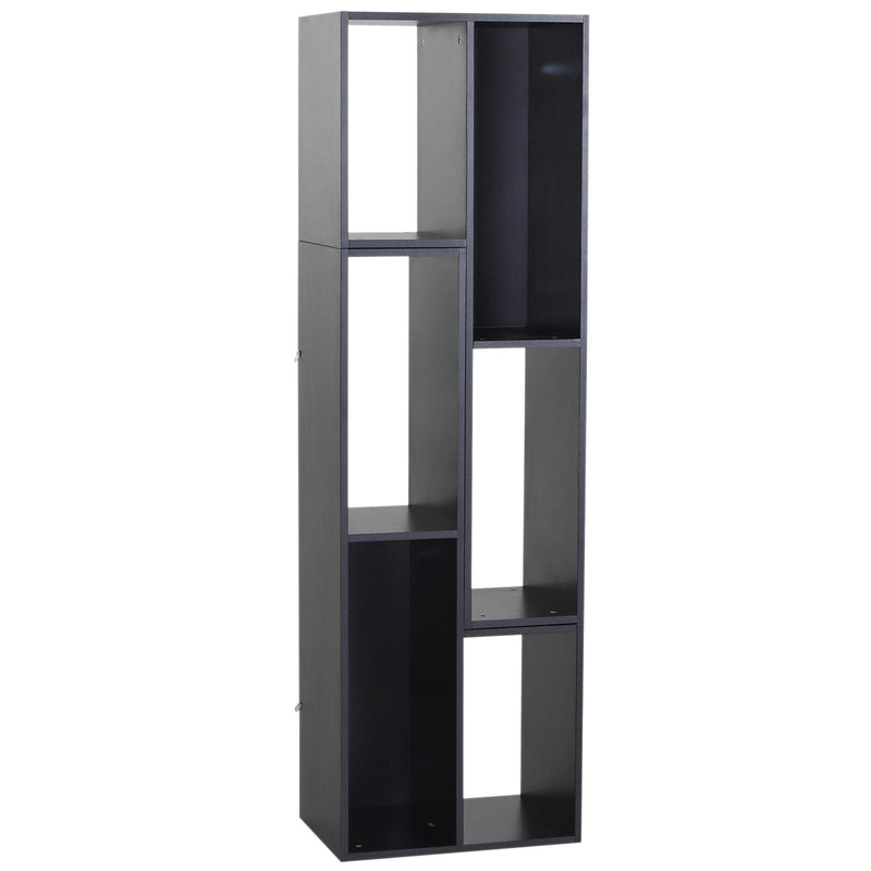 Libreria Salvaspazio per Soggiorno in Legno 120-165 x35x50 cm  Nera