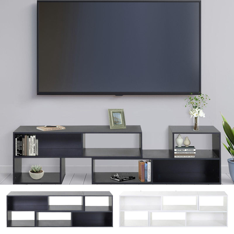 Libreria Salvaspazio per Soggiorno in Legno 120-165 x35x50 cm  Nera