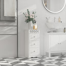 Mobiletto Bagno Cassettiera 3 Cassetti in Legno 30x30x68.5 cm  Floreare Bianco