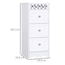 Mobiletto Bagno Cassettiera 3 Cassetti in Legno 30x30x68.5 cm  Floreare Bianco