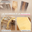 Gioco Arrampicata Bambini 178x64,5x63 cm con Triangolo e Arco Montessori e Rampa con Pietre in Legno      