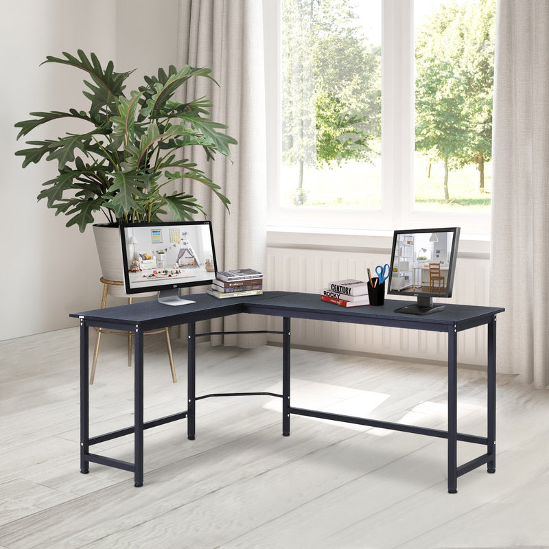 Scrivania da Ufficio ad Angolo 168x120x75 cm in Legno e Metallo  Nero