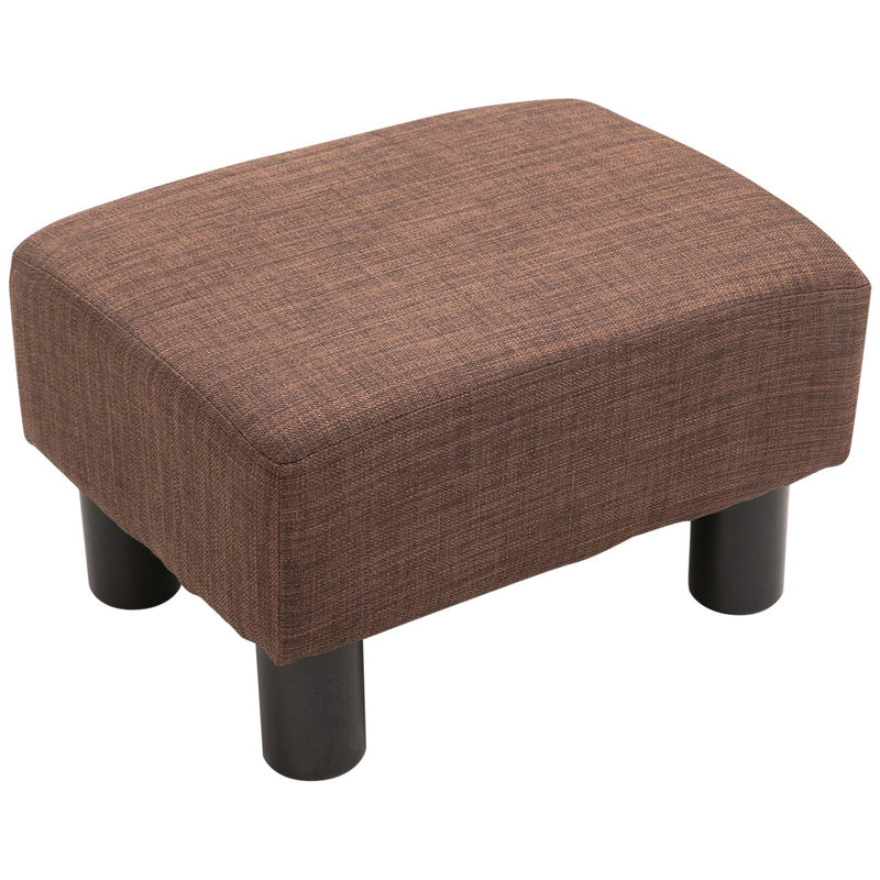Pouf Poggiapiedi Imbottito in Legno Massello 40x30x24 cm  Marrone