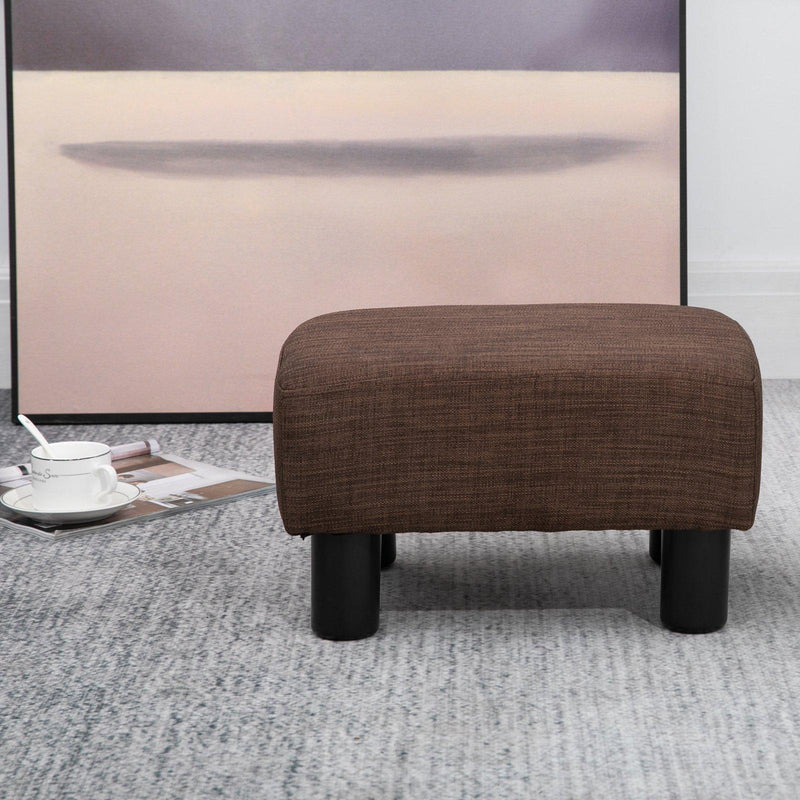 Pouf Poggiapiedi Imbottito in Legno Massello 40x30x24 cm  Marrone