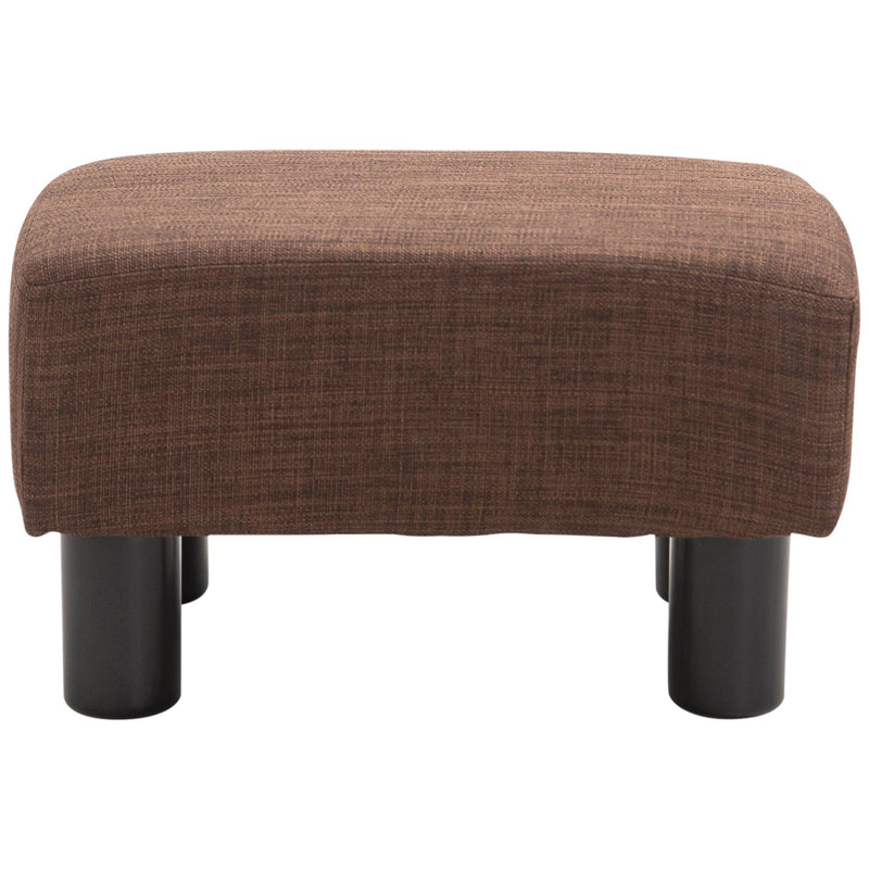 Pouf Poggiapiedi Imbottito in Legno Massello 40x30x24 cm  Marrone