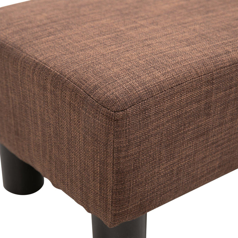 Pouf Poggiapiedi Imbottito in Legno Massello 40x30x24 cm  Marrone