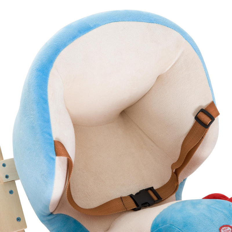 Aeroplano a Dondolo per Bambini in Peluche e Legno Massello 