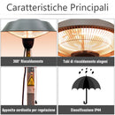 Stufa da Esterno Fungo Riscaldante Elettrico 1500W Impermeabile in Alluminio 200 cm 