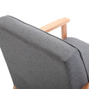 Poltrona Stile Nordico Retrò in Legno con Rivestimento in Lino  Grigio Chiaro