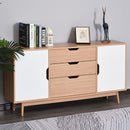 Madia 2 Ante 3 Cassetti Design Scandinavo in Legno Rovere 145x30x75 cm  Bianca e Naturale