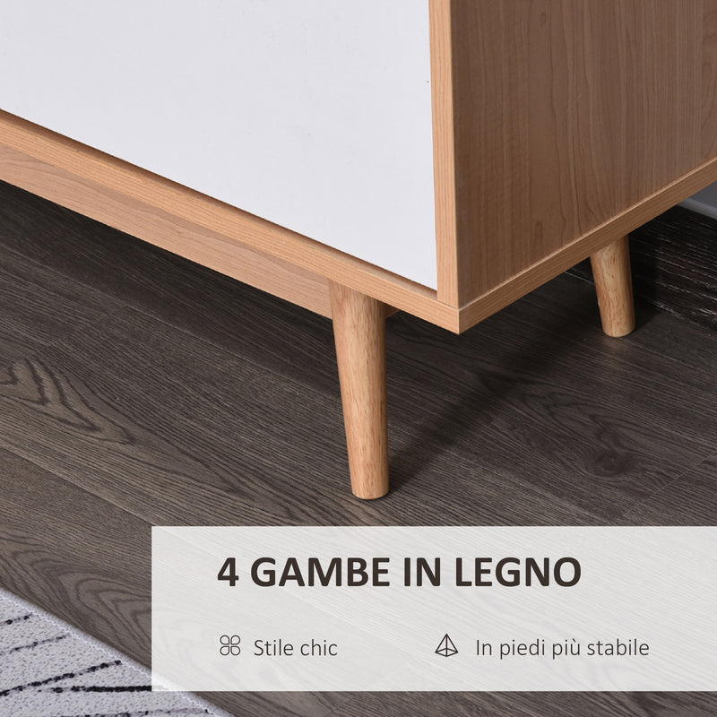 Madia 2 Ante 3 Cassetti Design Scandinavo in Legno Rovere 145x30x75 cm  Bianca e Naturale