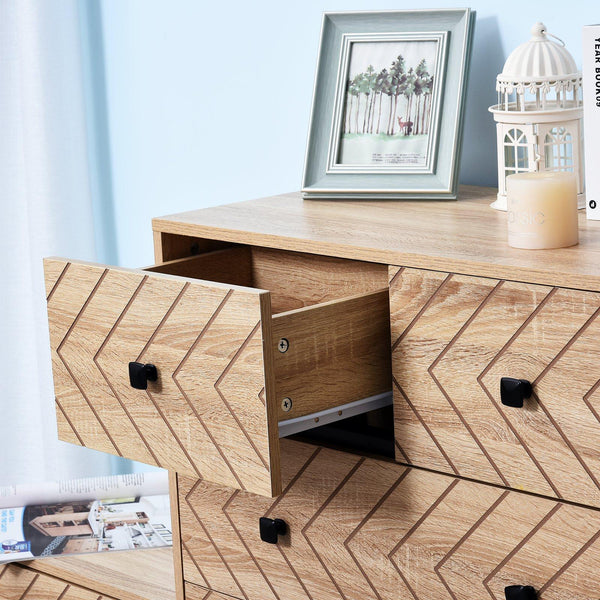 prezzo Kommode mit 5 Schubladen im Retro-Stil Holz 80 x 39,5 x 110 cm Onde Naturholz