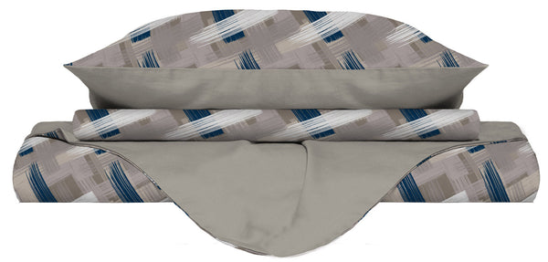 Bettbezug mit doppelseitigem Pinselstrichdruck auf der Tasche und den Kissenbezügen acquista