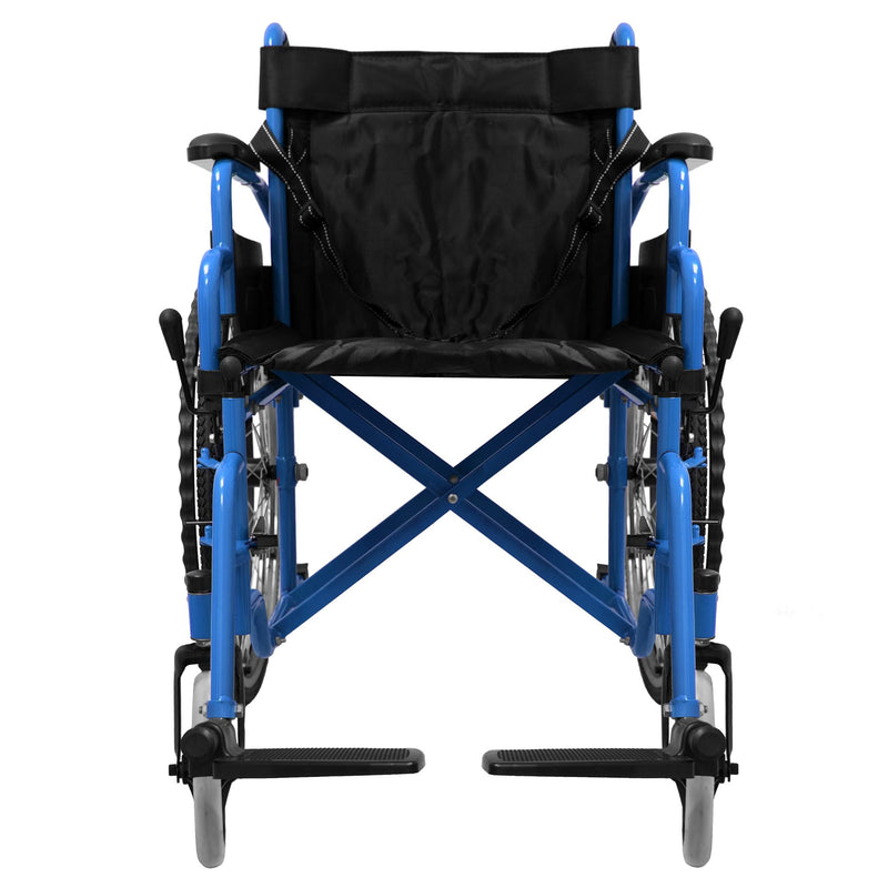 Sedia a Rotelle Pieghevole ad Auto Spinta in Acciaio Rizzetti Blu