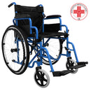 Sedia a Rotelle Pieghevole ad Auto Spinta in Acciaio Rizzetti Blu
